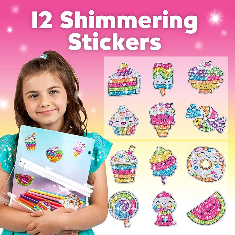 12 Create Big Gem Diamond Painting Sticker Kit Art Craft Girls Boys Unicorn Animal Sealife Magical Mosaic Dot Sticky Toys Gifts