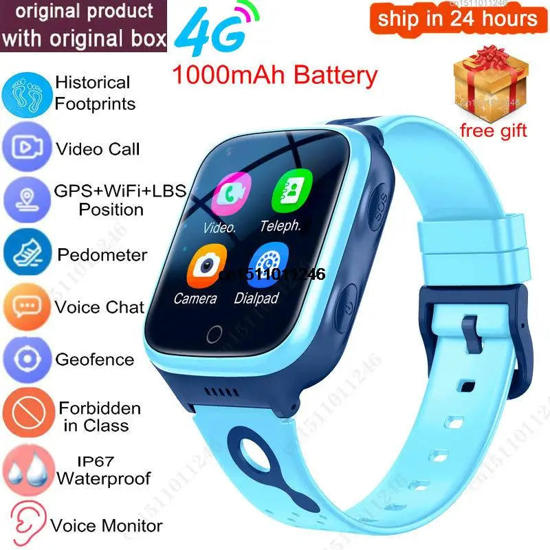 KGG 4G Smart Watch Kids GPS WiFi 1000mAh Video Call Tracker Location SOS Call Back Monitor Phone Watch Smartwatch Children Gifts