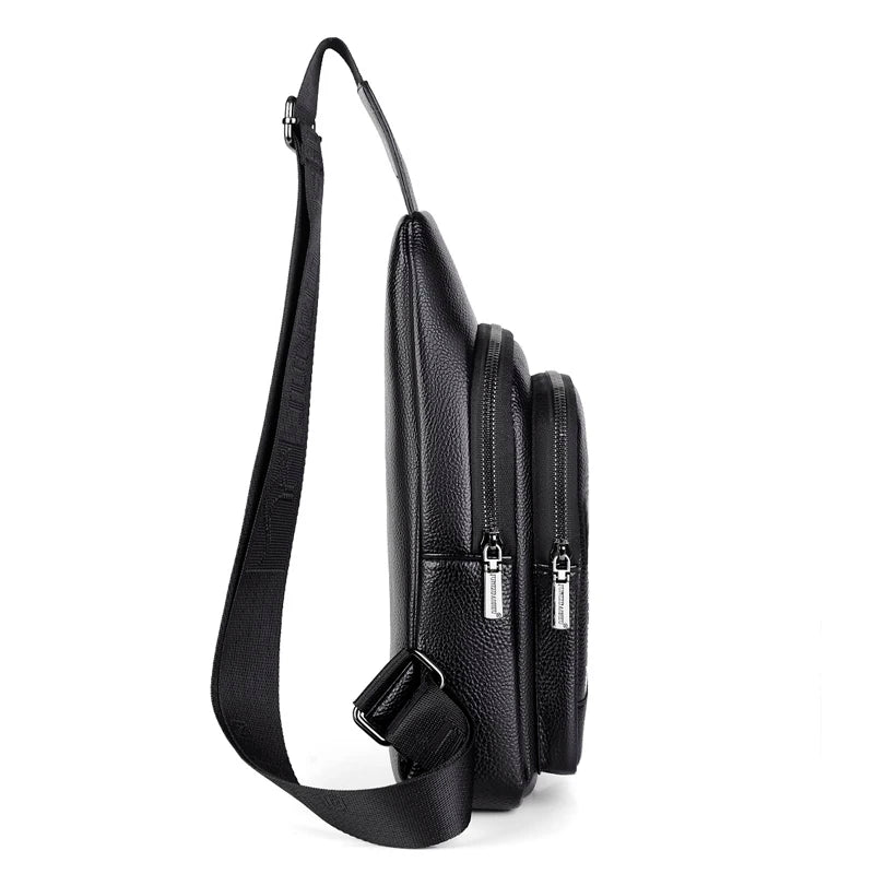 Men's Chest Pack Crossbody Bag Luxury Design Durable PU Leather Handbag Chest Bag Vintage Leisure Men's Handbag Shoulder Bag