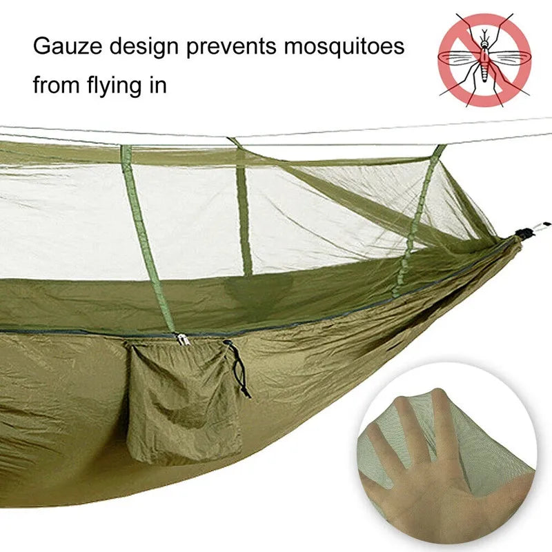 Camping Hammock with Mosquito Net&Rainfly Tent Tarp & Tree Straps,Portable Nylon Hammock Tent for Camping Hiking Backyard Travel