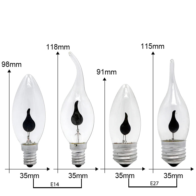 Vintage Edison E14 E27 Led Bulb Candle Light Flame Effect Bulb 3W AC220V Home For Decor Lighting Ampoule Candle Bulb