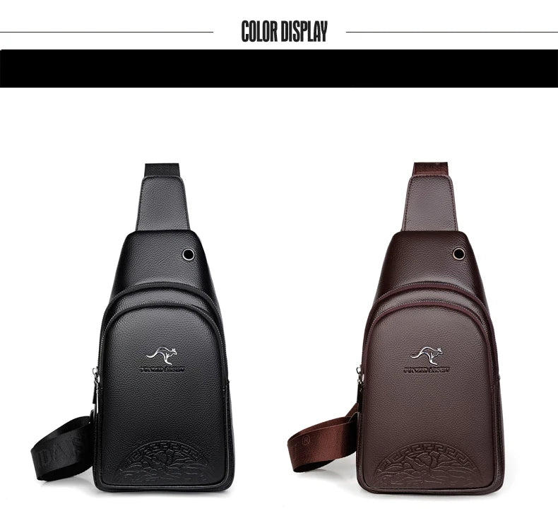 Men's Chest Pack Crossbody Bag Luxury Design Durable PU Leather Handbag Chest Bag Vintage Leisure Men's Handbag Shoulder Bag