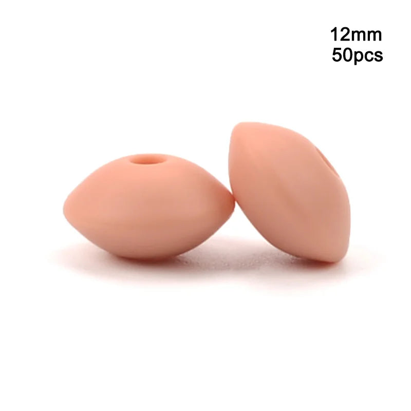 LOFCA 50pcs 12mm Silicone Lentil Beads Baby Teething Beads BPA-Free Food Grade Making Baby Oral Care Pacifier Chain  Accessorise