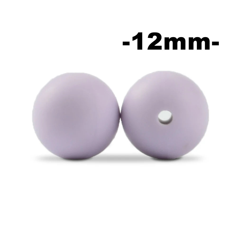 LOFCA 12mm 100pcs Silicone Beads Round Teether Baby Nursing Necklace Pacifier Clip Oral Care BPA Free Food Grade Colorful