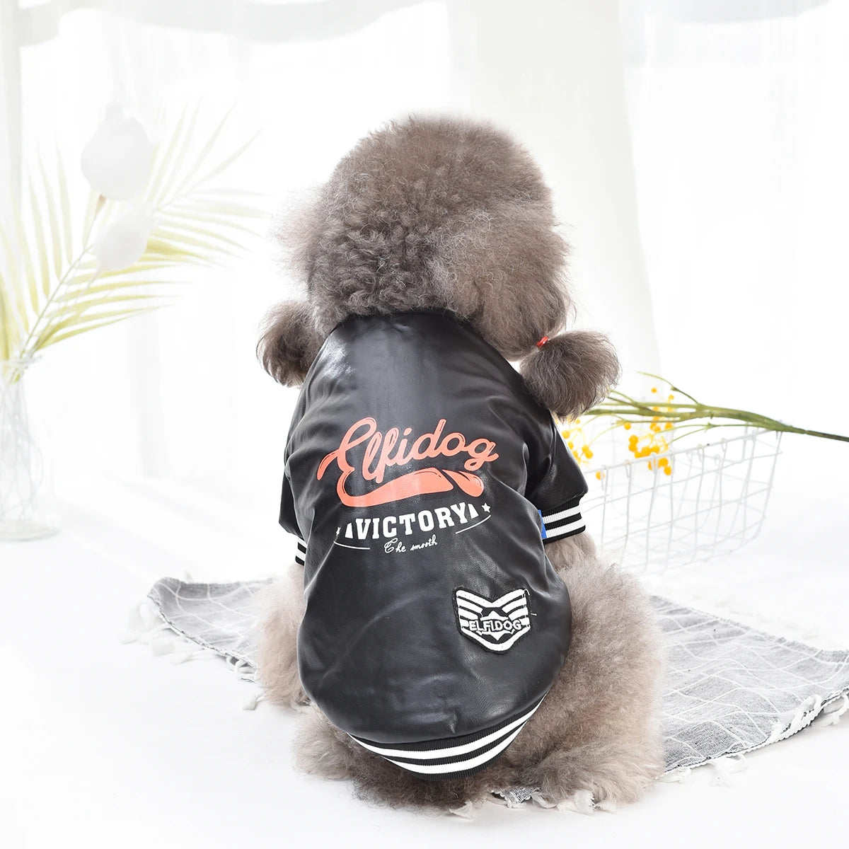 Winter Dog Coat Jacket Faux Leather Fleece Teddy Warm Pet Puppy Clothing Apparel