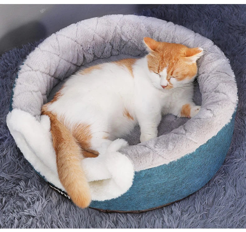 HOOPET Cat Bed House Soft Plush Kennel Puppy Cushion Small Dogs Cats Nest Winter Warm Sleeping Pet Dog Bed Pet Mat Supplies
