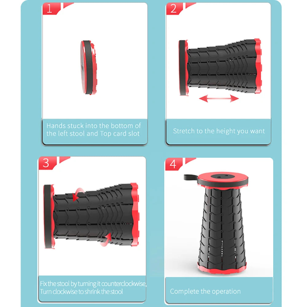 Portable Folding Telescopic Stool Lightweight Plastic Subway Queuing Chair Outdoor Camping Chair Fishing Seat