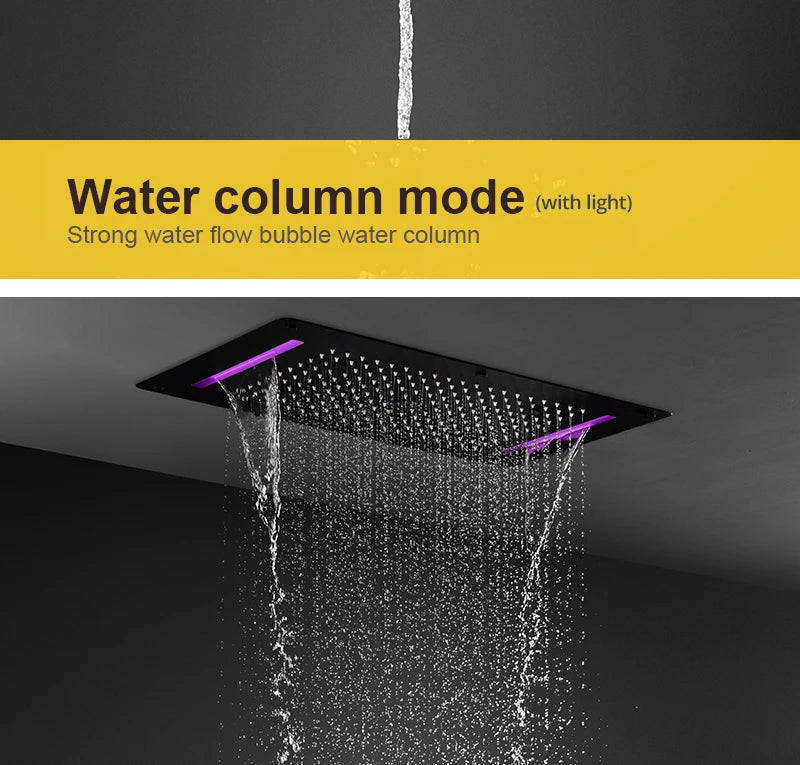 Bathroom Ceiling Concealed 700x380mm Shower Head Panel Set Constant Temperature Valve Mixer Handheld Shower