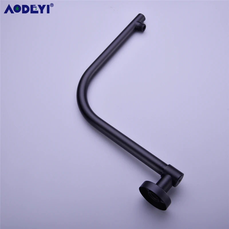 AODEYI Brass Extension Gooseneck Square Wall Mount Shower Arm Ultrathin Bathroom Shower Head Set