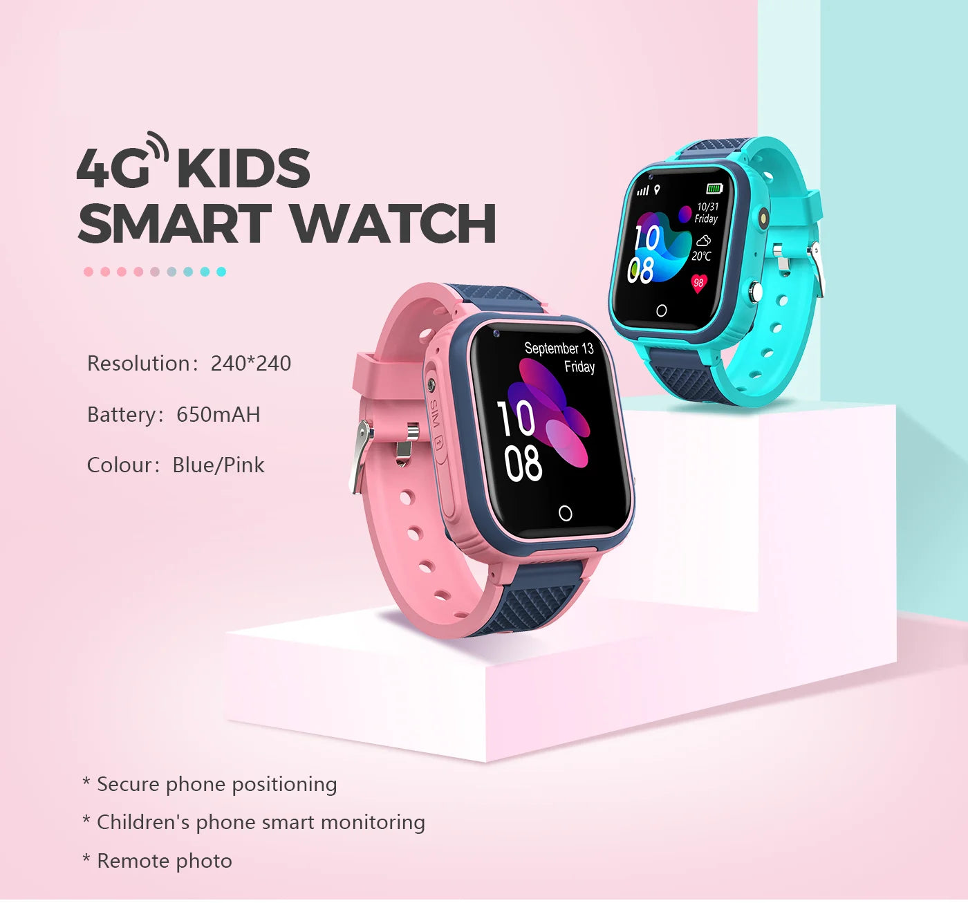 Kids 4G Smart Watch LT21 4GB GPS WIFI Video Call IP67 Waterproof Child Smartwatch Camera Monitor Tracker Location Phone Watch
