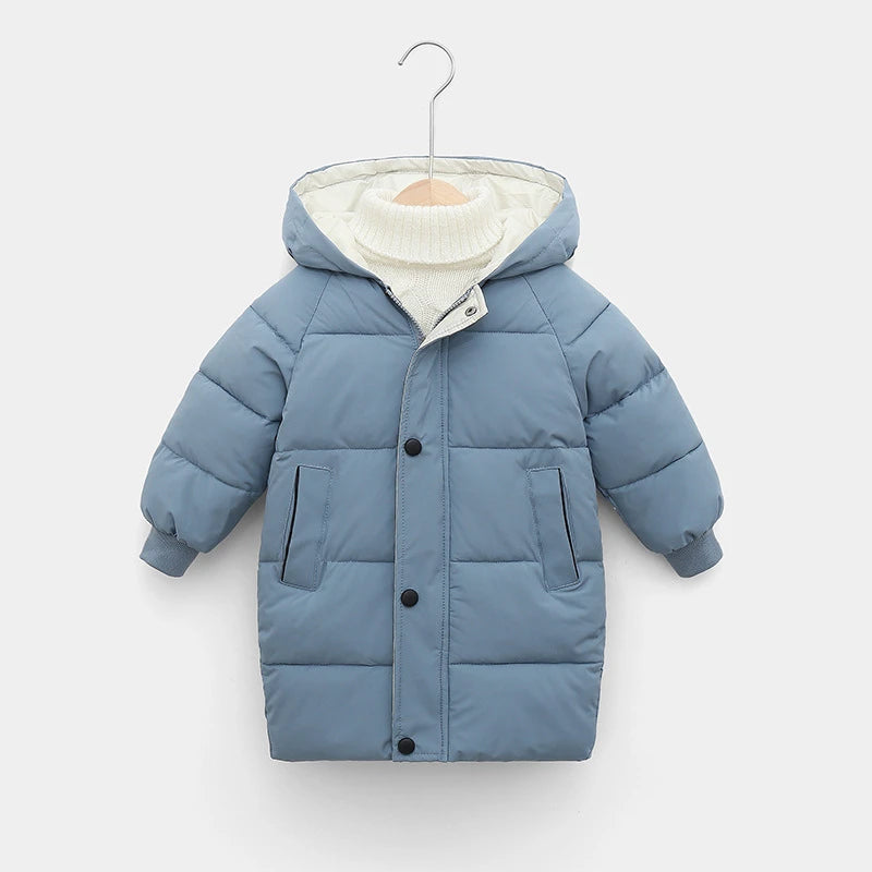 Kids Down Long Outerwear Winter Autumn Teen Cotton Clothes Boys Girls Cotton-Padded Parka Coats Big Children Thicken Warm Jacket