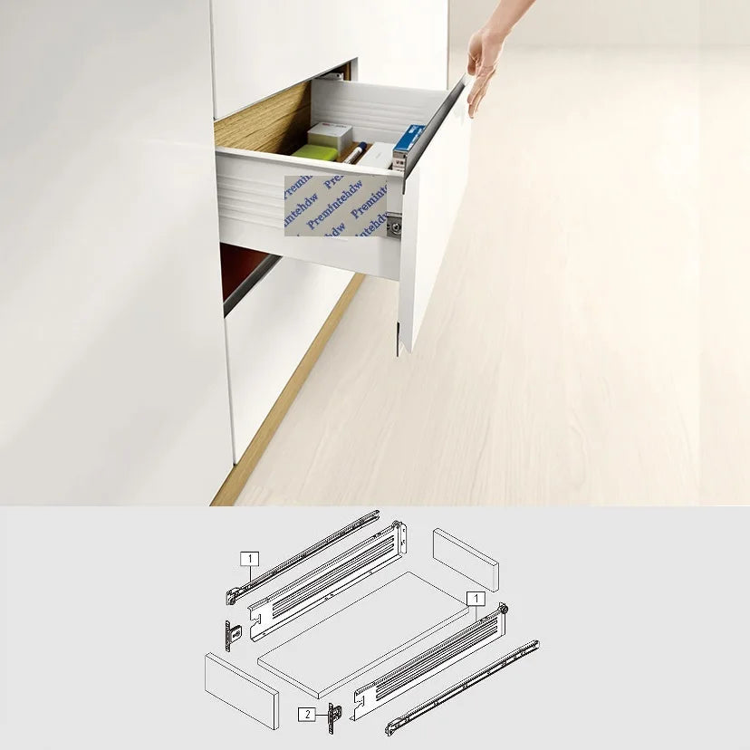 1Pair Metal Box Single Wall Drawer Silde Runner Furniture Kitchen Bath Cabinet