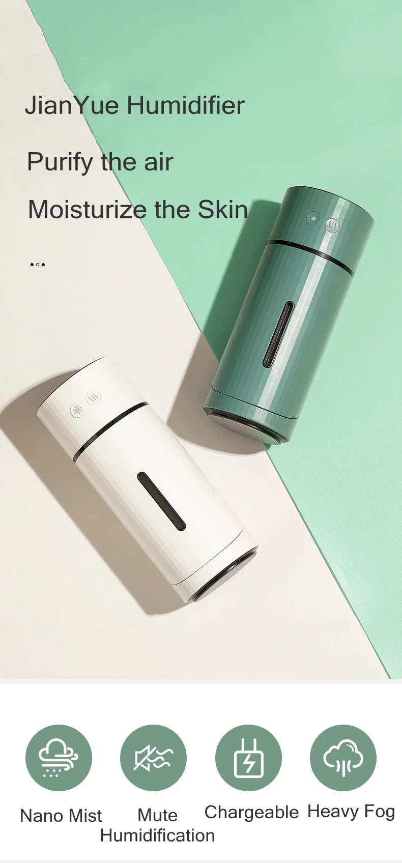 260ML Wireless Air Humidifier USB Aromatherapy Diffuser 1000mAh Rechargeable Battery Ultrasonic Cool Mist Maker Quiet Fogger