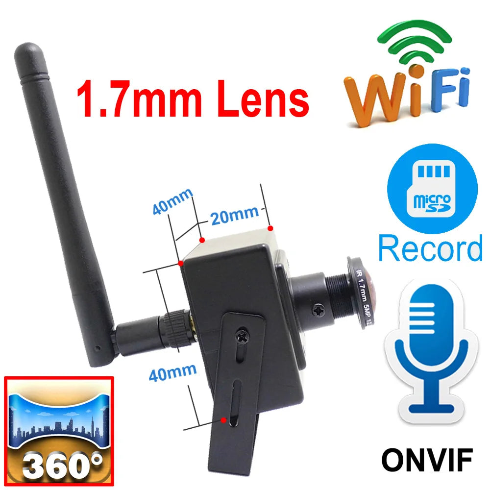 5MP Wifi Mini Panorama Camera Ip 1080P HD 1.7mm Fisheye Lens CCTV Security Surveillance Net Wireless Audio Micro Onvif Small Cam