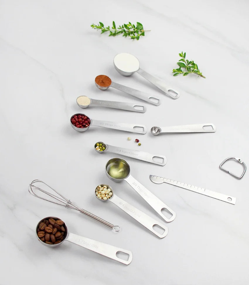 6/9/11Pcs Measuring Spoons Set Stainless Steel Seasoning Coffee Scoop Measuring Spoon With Scale Kitchen Baking Measuring Tools