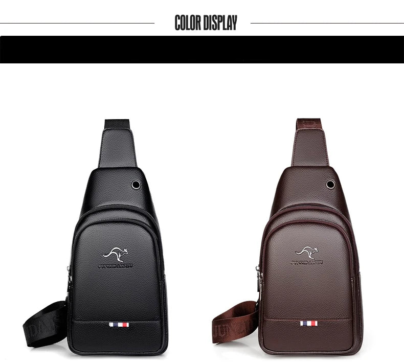 Men's Chest Pack Crossbody Bag Luxury Design Durable PU Leather Handbag Chest Bag Vintage Leisure Men's Handbag Shoulder Bag