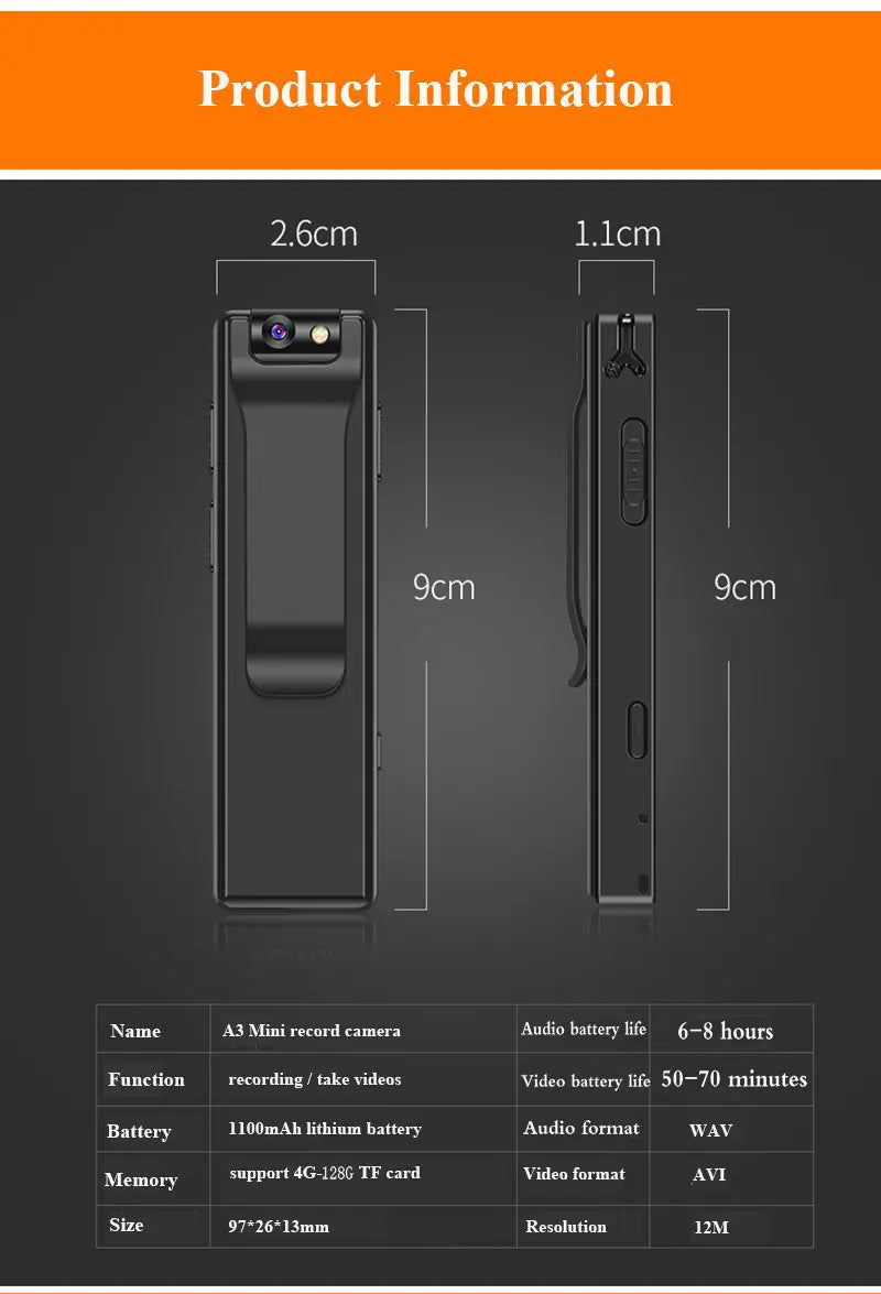 Vandlion Magnetic Digital Mini Camera HD Flashlight Micro Cam Webcam Motion Detection Snapshot Loop Recording Camcorders