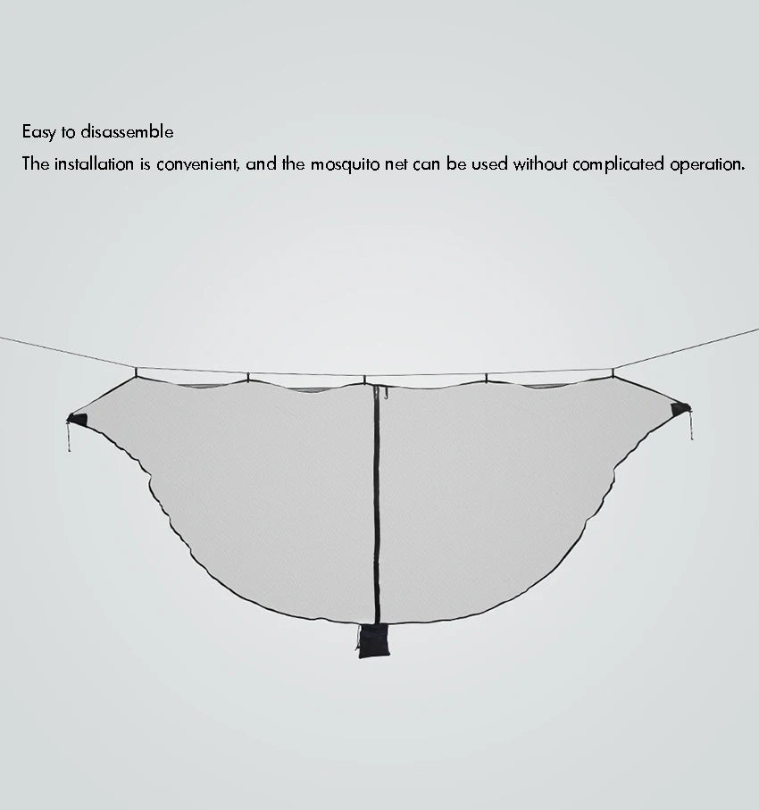 Hammock Bug Netting, 210T Nylon Mesh, with Drawstring Bag, 6 Meters Rope, Double Sided Zipper Camping Hammock Mosquito Netting