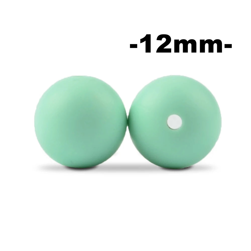 LOFCA 12mm 100pcs Silicone Beads Round Teether Baby Nursing Necklace Pacifier Clip Oral Care BPA Free Food Grade Colorful