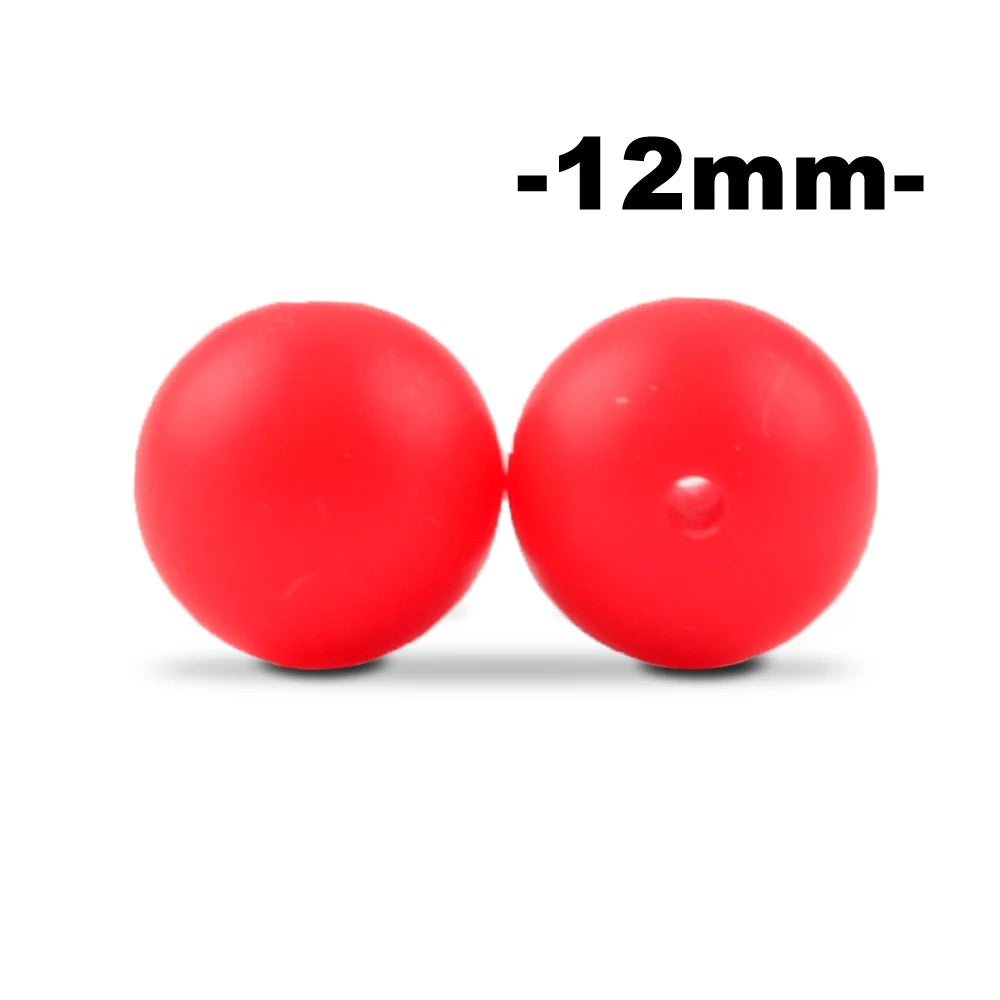 LOFCA 12mm 100pcs Silicone Beads Round Teether Baby Nursing Necklace Pacifier Clip Oral Care BPA Free Food Grade Colorful