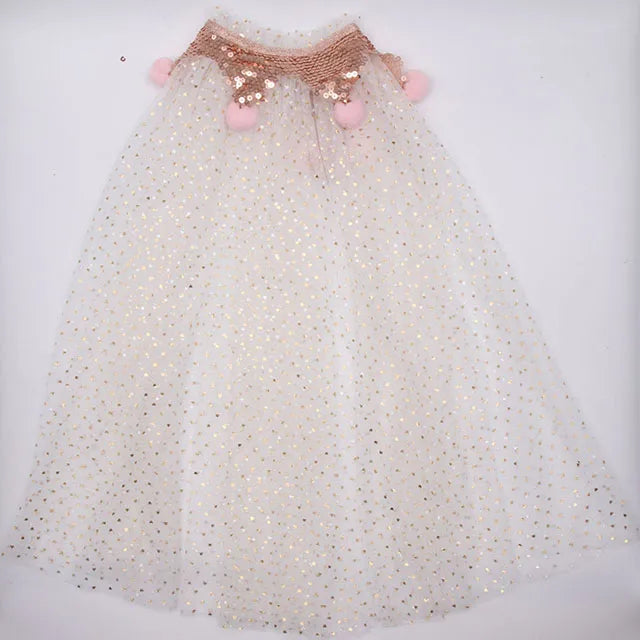 Christmas Halloween Girls Cloak Outerwear One Size Sequins Shawl Kids Coat for Birthday Party Beach Rainbow Princess Costume