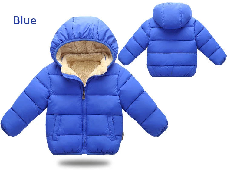 Baby Children Coats Winter Thick Jackets For Boys Warm Plush Thicken Outerwear For Girls Fur Hooded Jacket Kids Clothes Snowsuit