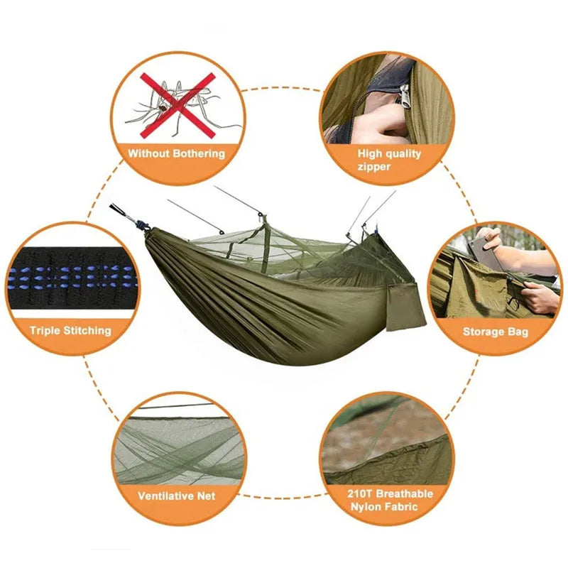 Lightweight Portable Camping Hammock and Tent Awning Rain Fly Tarp Waterproof Mosquito Net Hammock Canopy 210T Nylon Hammocks