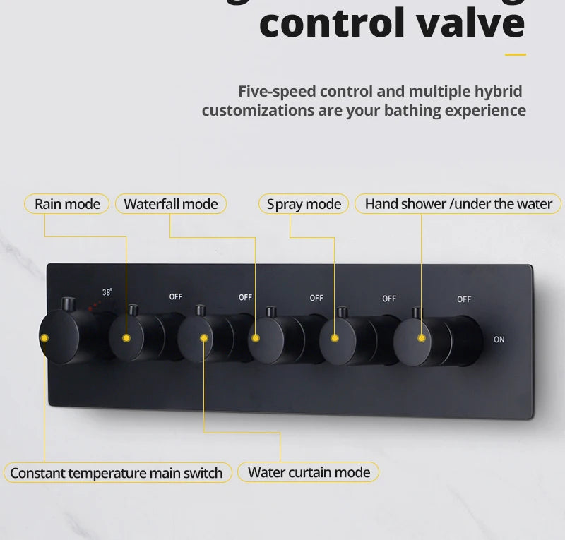 Bathroom Ceiling Concealed 700x380mm Shower Head Panel Set Constant Temperature Valve Mixer Handheld Shower
