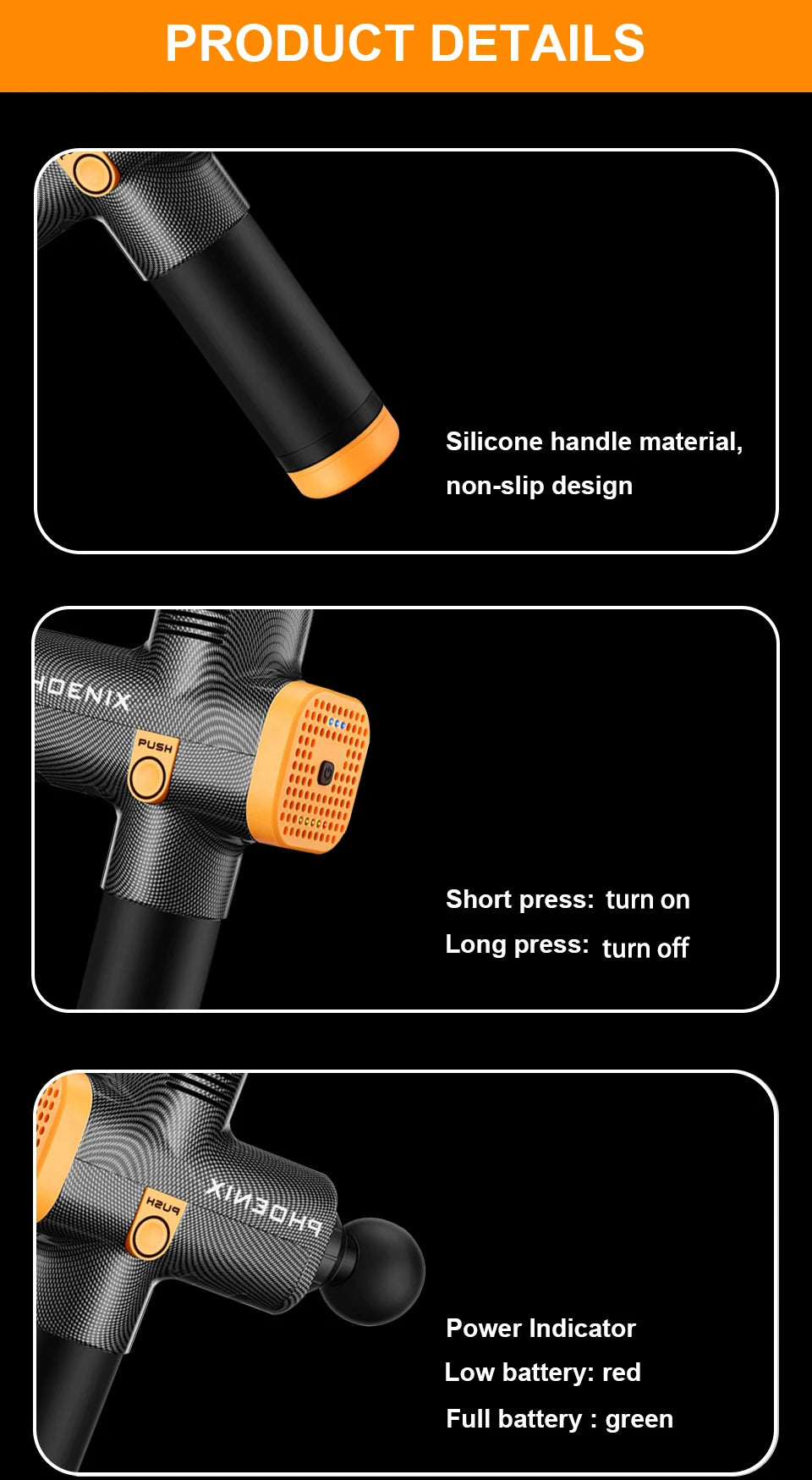 Phoenix A2 Massage Gun Deep Body Massager For Muscle Back Pain Relief Exercising Body and Relaxation Slimming Shaping Massager