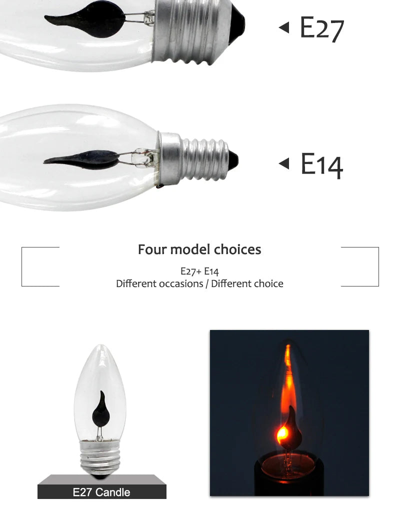 Vintage Edison E14 E27 Led Bulb Candle Light Flame Effect Bulb 3W AC220V Home For Decor Lighting Ampoule Candle Bulb