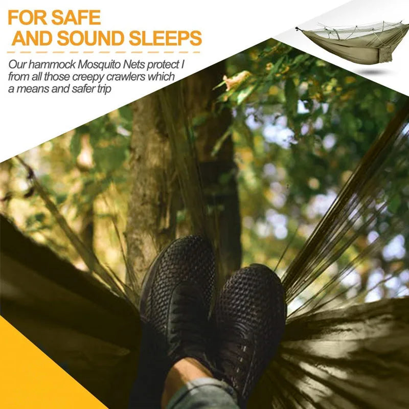 Camping Hammock with Mosquito Net&Rainfly Tent Tarp & Tree Straps,Portable Nylon Hammock Tent for Camping Hiking Backyard Travel