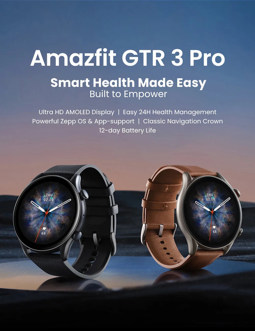Amazfit GTR 3 Pro GTR3 Pro GTR-3 Pro 46mm Smartwatch AMOLED Display Zepp OS App 12-day Battery Life Watch  150+Sports Modes