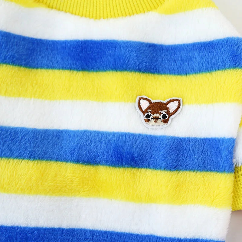 Soft Flannel Warm Dog Clothes Winter Dogs Hoodie Sweatshirt For Puppy Cat Rainbow Striped Clothing Chihuahua Shih Tzu Apparel