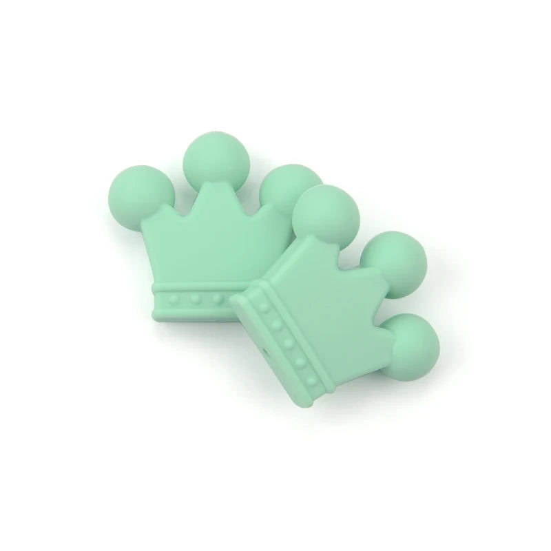 LOFCA 10pcs/lot Silicone Crown Beads BPA Free Silicon Teething Beads Baby Chew Teething Necklace DIY Pacifier Clips Accessory
