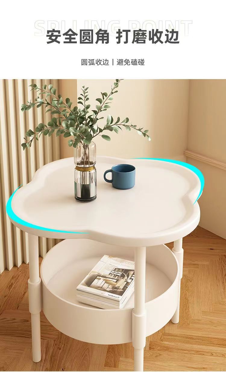 Cream Style Small Coffee Table Creative Side Table Double Layered Modern Simple Sofa Side Cabinet Table Storage rack
