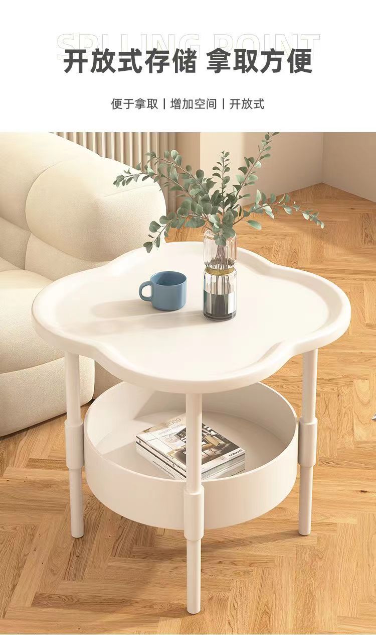 Cream Style Small Coffee Table Creative Side Table Double Layered Modern Simple Sofa Side Cabinet Table Storage rack