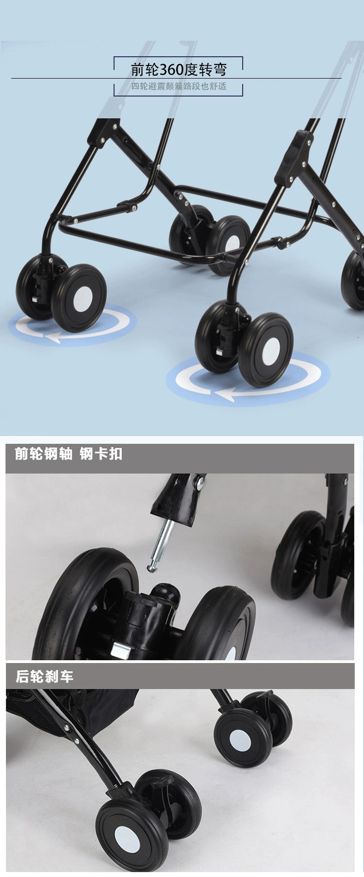 Detachable Double-decker Pet Stroller Cat and Dog Outdoor Stroller Lightweight Foldable Pet Stroller Portable Pet Basket