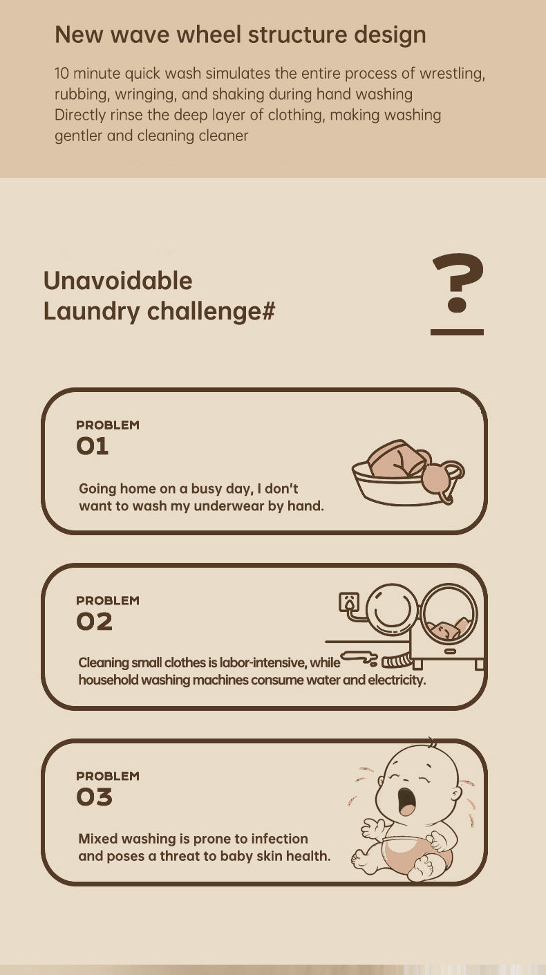 Folding Portable Washing Machine Big Capacity with Clothes Spin Dryer Bucket Travel Socks Underwear Panties Washing Machine