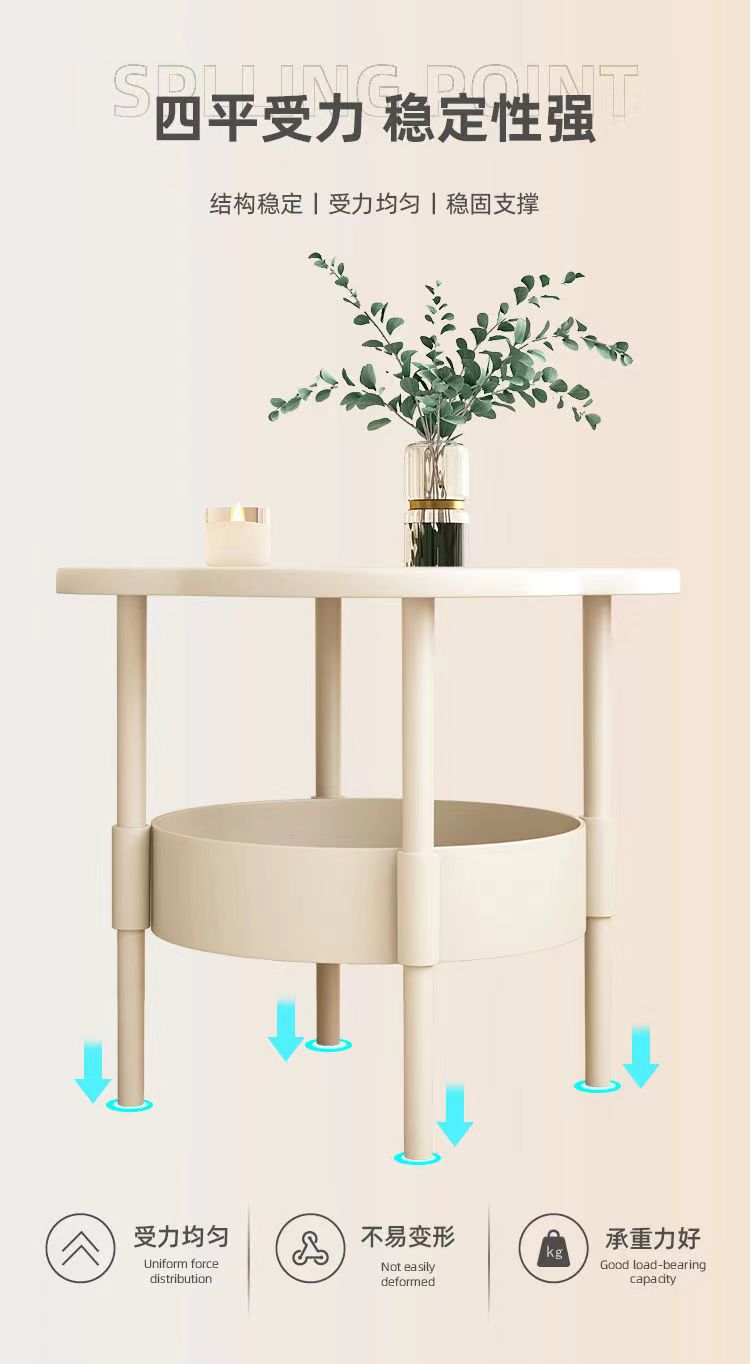 Cream Style Small Coffee Table Creative Side Table Double Layered Modern Simple Sofa Side Cabinet Table Storage rack