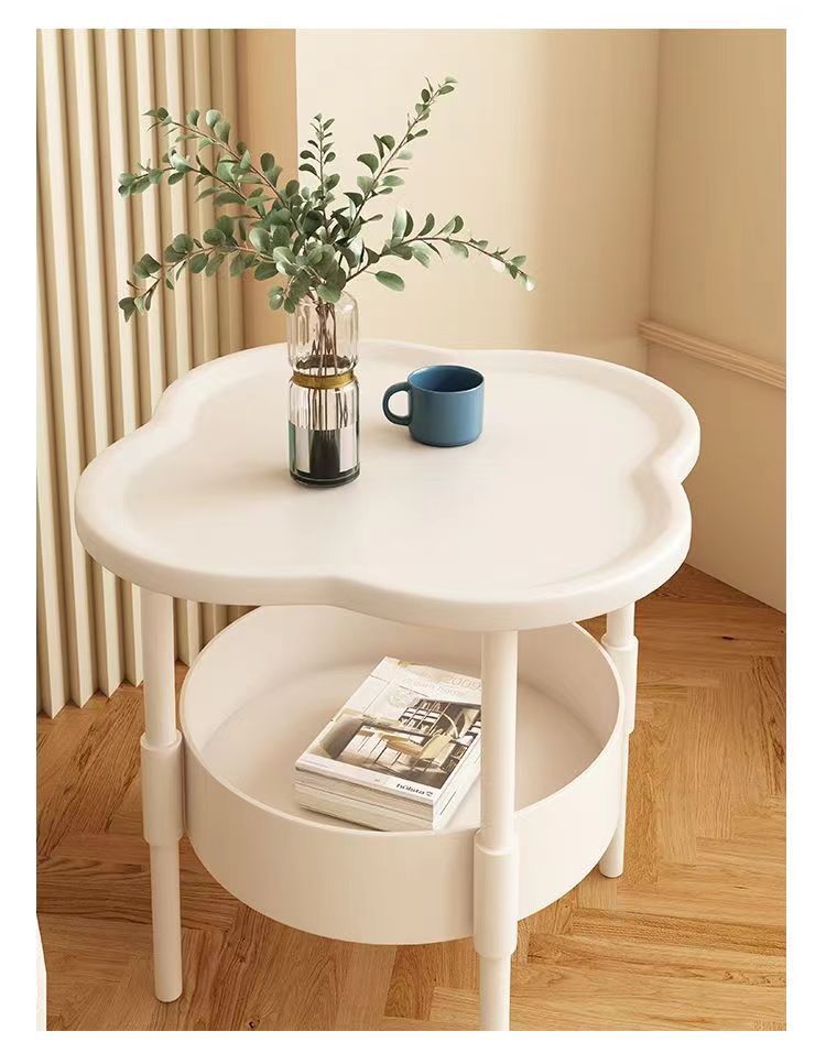 Cream Style Small Coffee Table Creative Side Table Double Layered Modern Simple Sofa Side Cabinet Table Storage rack