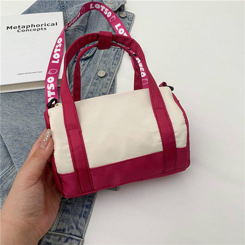 Stitch Canvas Shoulder Bag For Women Cartoon Strawberry Bear Casual Crossbody Bag Daily Commuting