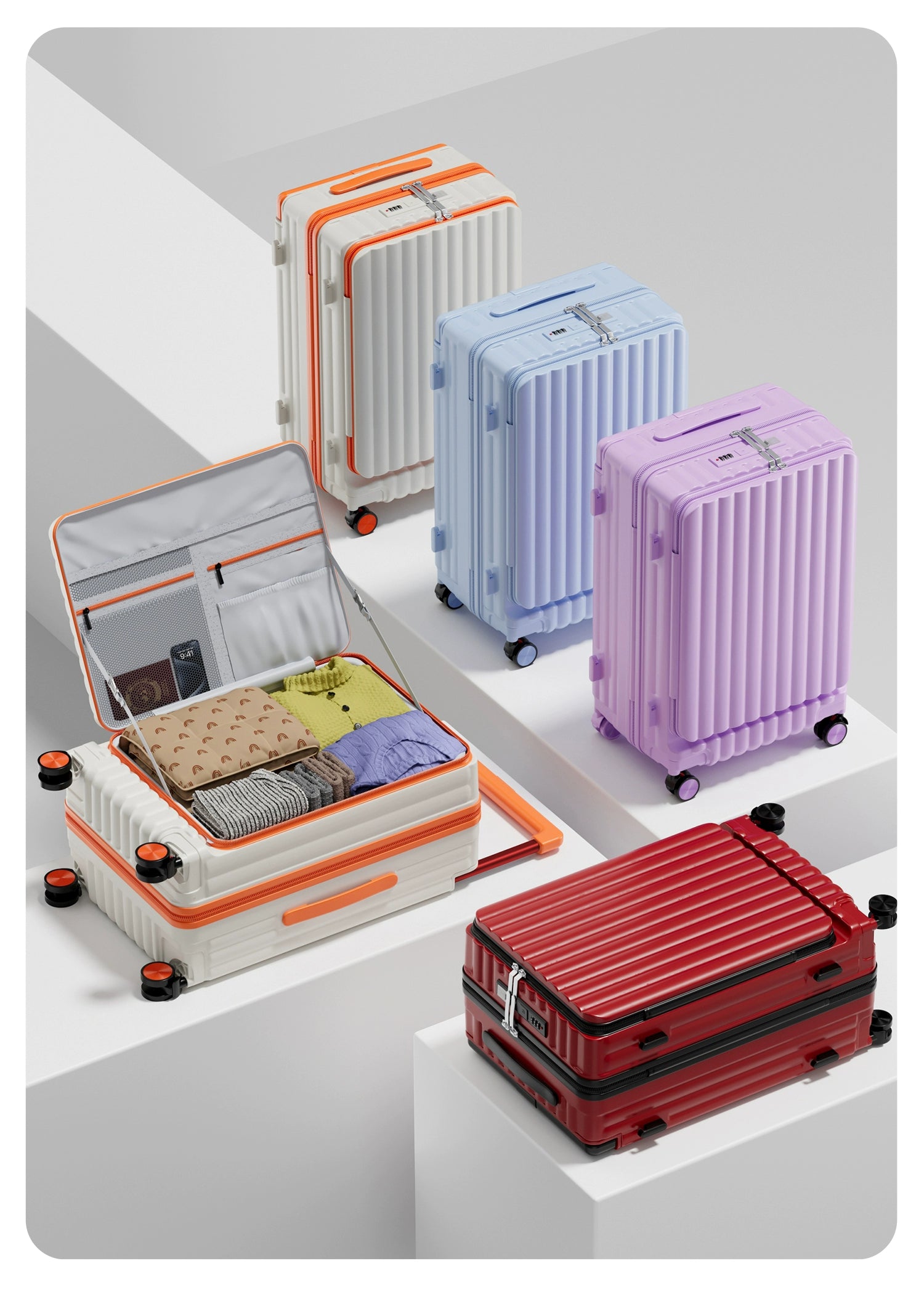 COLENARA Side Opening Suitcase 20"24"26 Inch Women's Boarding Box Men's Large Capacity Cart Case Cart Style Travel Luggage