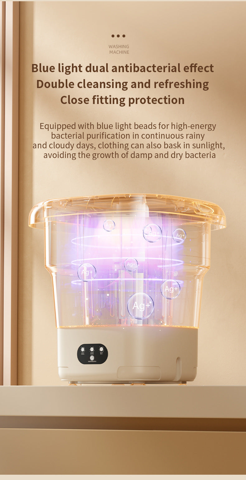 Folding Portable Washing Machine Big Capacity with Clothes Spin Dryer Bucket Travel Socks Underwear Panties Washing Machine