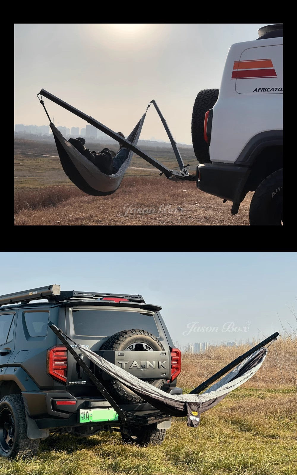 Universal Car Hammock Stand - Adjustable & Foldable Vehicle Mount Kit W/ Parachute Bed, Fits All Cars & SUVs