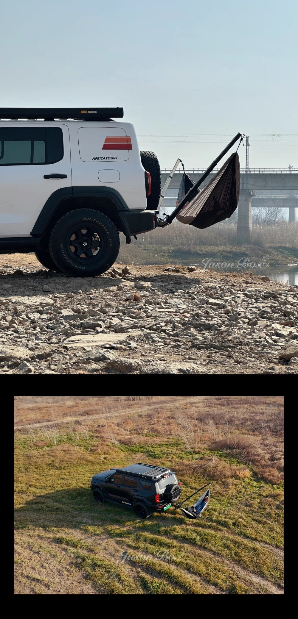 Universal Car Hammock Stand - Adjustable & Foldable Vehicle Mount Kit W/ Parachute Bed, Fits All Cars & SUVs