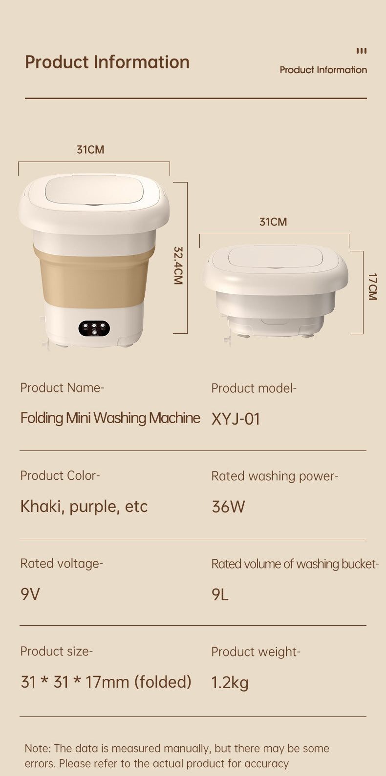 Folding Portable Washing Machine Big Capacity with Clothes Spin Dryer Bucket Travel Socks Underwear Panties Washing Machine