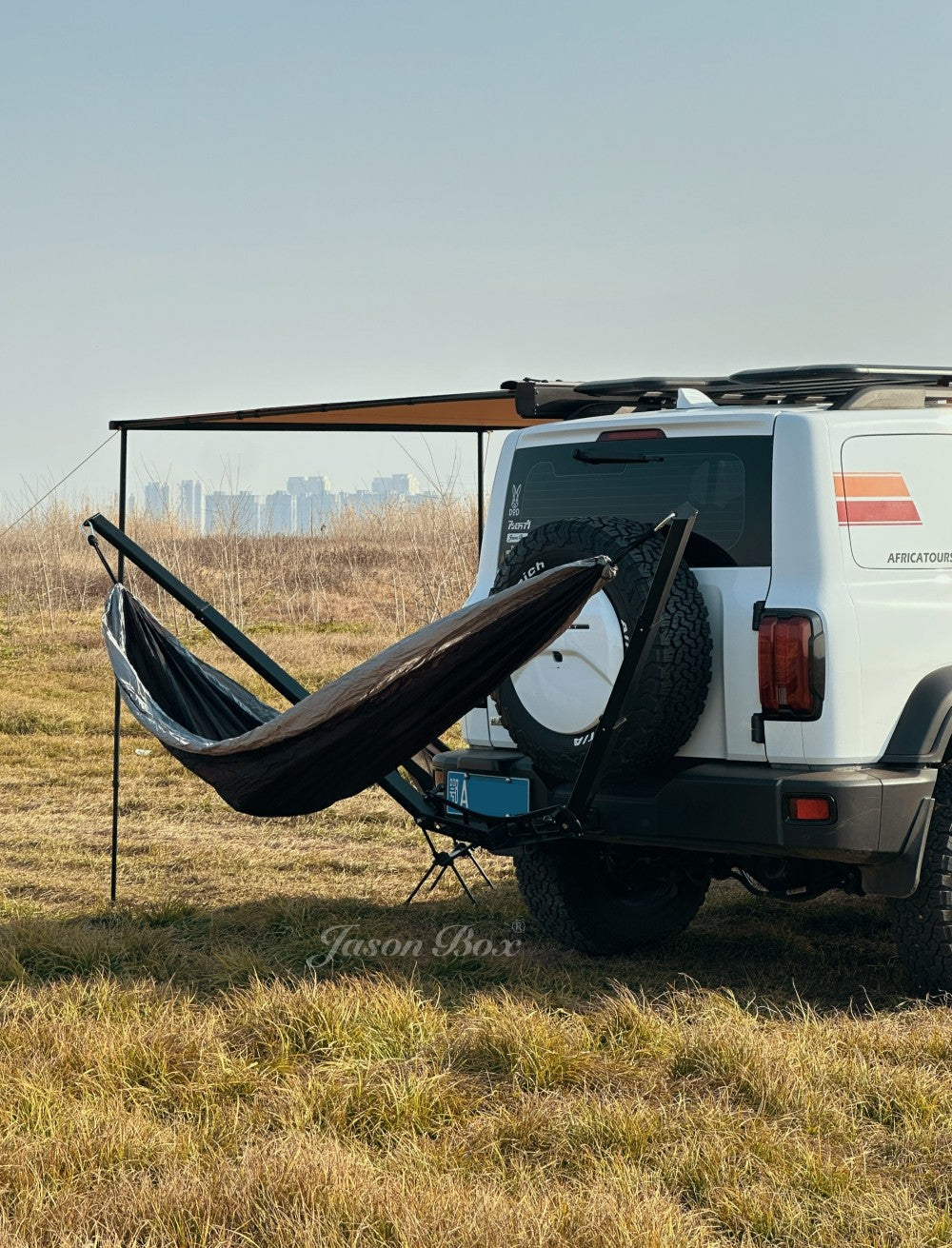 Universal Car Hammock Stand - Adjustable & Foldable Vehicle Mount Kit W/ Parachute Bed, Fits All Cars & SUVs