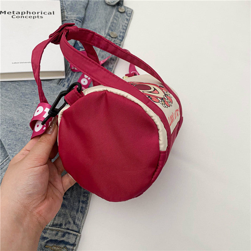 Stitch Canvas Shoulder Bag For Women Cartoon Strawberry Bear Casual Crossbody Bag Daily Commuting