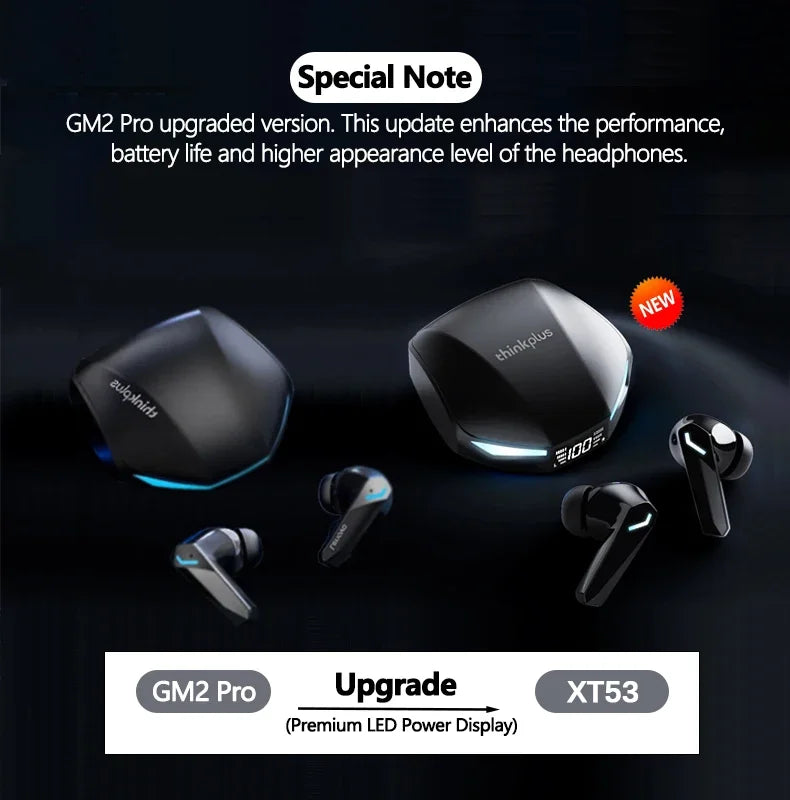 New Lenovo XT53 Wireless Bluetooth 5.4 Earphones LED Digital Display Waterproof Earbuds Noise Cancelling Gaming Headset