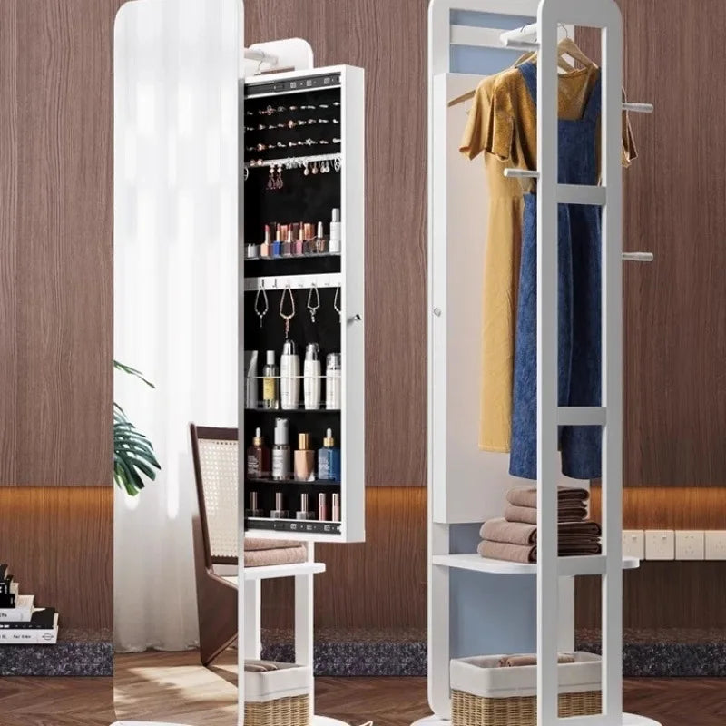 Rotating full body mirror Floor mirror Full-length mirror Bedroom integrated with storage cabinet Living room mobile fitting